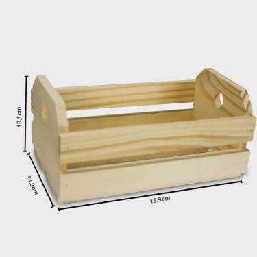 Imagem de Mini Caixote de Madeira de Pinus - Tamanho: 15,9 x 14,9 x 10,1 cm