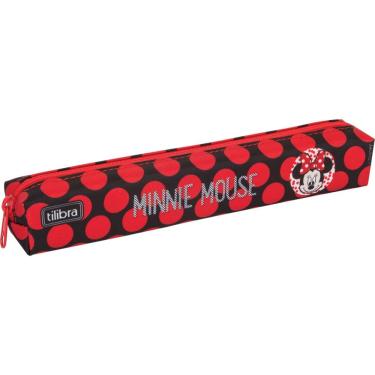 Imagem de Estojo Universitário Minnie 19x3 cm Nylon com Zíper Vermelho INMETRO