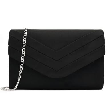Imagem de Bolsa de noite Milisente para mulheres, envelope de camurça, bolsa de ombro transversal, 808 Black, Medium