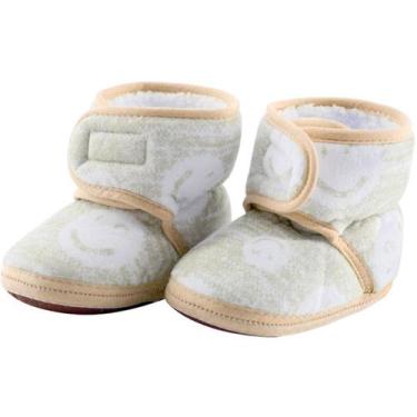 Imagem de Pantufa Sapato Infantil Bebê 0 a 12 Meses Forrada Com tiras autocolant