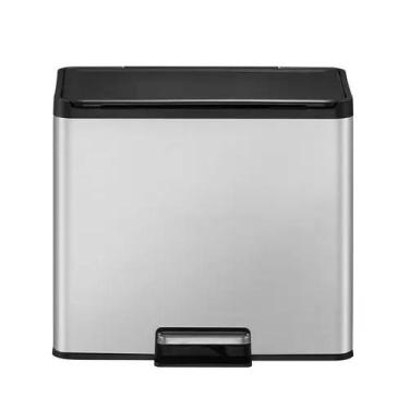 Imagem de Lixeira Tripla para Coleta Seletiva em Inox, 30 Litros, Gigante, 3 Ces