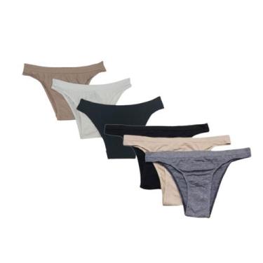 Imagem de Kit com 6 calcinhas tanga Trifil 4403, 2 macadamia, Mescla, 2 preto, B