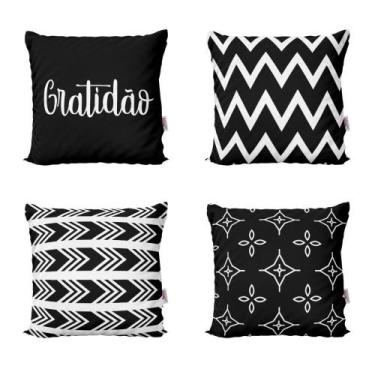 Imagem de Almofadas Decorativas Preto E Branco Gratidão Sofá 40X40 - Novadecora,