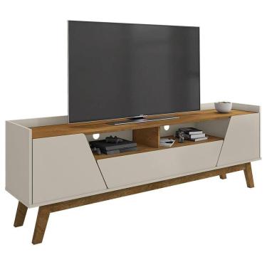 Imagem de Rack Bancada Para 70 Pol Pés Retrô 180cm Flora B02 Off White/naturalle - Mpozenato