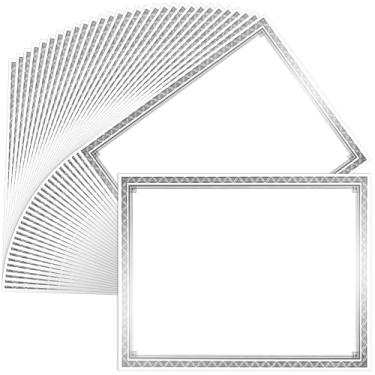 Imagem de Sinload 150 folhas de papel de certificado de prêmio em branco 21 x 27 cm para impressão de certificado de prêmio de graduação em diploma participação em prêmios papel cartolina (prata)