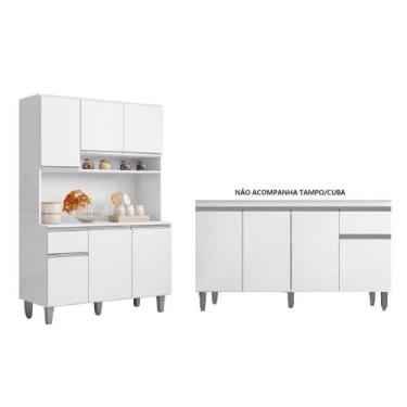 Imagem de Cozinha Compacta Márcia com Balcão Gabinete Tati 150m para Pia Sem Tam