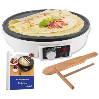 Imagem de Máquina de Crepe Elétrica antiaderente de Aço inoxidável, 1000W, Branca, 110v, STARBLUE SB BLA03A, Branco