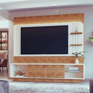 Imagem de Painel Frisado para TV até 65 Polegadas com LED 2 Portas de Correr Guaiba Mobler