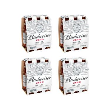 Imagem de Kit Cerveja Budweiser Zero sem Álcool  - 24 Unidades Garrafas 330ml
