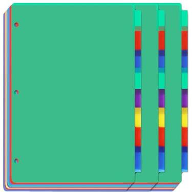 Imagem de Darice Divisórias de plástico com 8 abas 24 unidades - divisórias de fichário com abas - divisória de plástico multicolorida para fichário de 3 argolas - organização de arquivos - ideal para