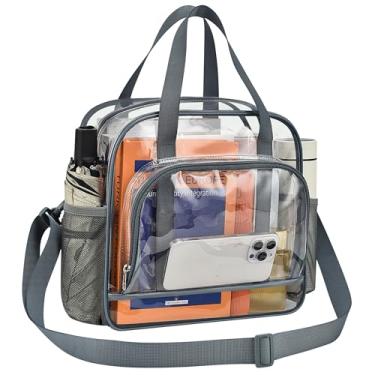 Imagem de Paxiland Bolsa transparente para eventos de estádio 30 x 15 x 30 cm, bolsa transparente para concertos e praia, Cinza, Large