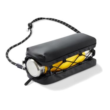 Imagem de Simptech Bolsa transversal com suporte de garrafa, pochete com bolso principal duplo, resistente à água, bolsa de cintura para mulheres, homens, viagens, uso diário, ciclismo, caminhada, Preto, Medium