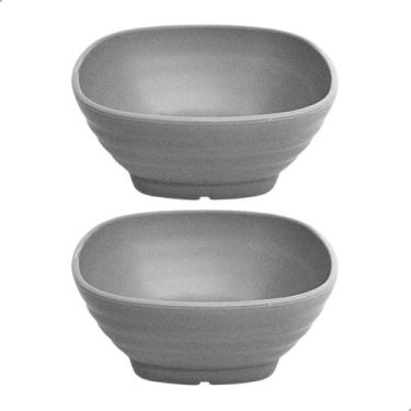 Imagem de Conjunto 2 Tigela Bowl De Bambu Ecologico Quadrada Para Sobremesa 250m