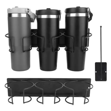 Imagem de 2 suportes magnéticos de copo para geladeira, rack organizador magnético forte de 6 compartimentos com tampa de copo magnético, compatível com garrafas de água Stanley de 30/1,134 g, suporta até 4,5