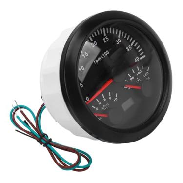 Imagem de 3 Em 1 Tacômetro Elétrico, Pressão do óleo, Medidor de Temperatura água 3 3/8in 4000rpm 0 a 10bar 40 a 120 ℃, 7 Cores Iluminada para o Caminhão de Iate RV (Black Black Belief)
