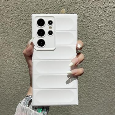 Imagem de Capa de silicone fosco de luxo com listras 3D macias para Samsung S24 S23 S22 S21 Ultra Plus A73 A55 A54 A53 A35 A33, capa traseira, branca, para Galaxy S23