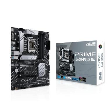 Imagem de Placa-mãe ASUS Prime B660-PLUS D4 LGA 1700 (Intel 12th Gen) ATX (Slots PCIe 4.0, DDR4,3xM.2, LAN de 2,5 Gb, USB 3.2 Gen 2x2 Tipo-C traseiro, USB 3.2 Gen 1 frontal Tipo-C, Thunderbolt 4) Suporte de cabeçalho)