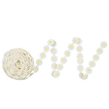 Imagem de Fita de margarida de 5 jardas DIY com acabamento em renda de margarida decoração de tecido bordado flor de sol DIY para apliques de costura, decoração de roupas (2,5 cm)