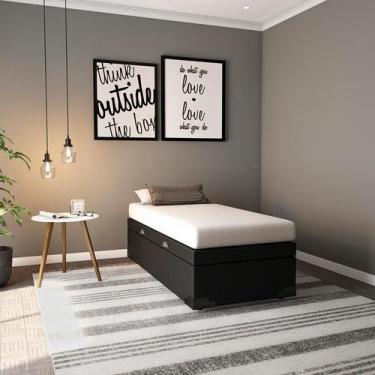Imagem de Base para Cama Box Solteiro Maci com Baú (45x88x188) Preta - Mobly