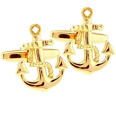 Imagem de Abotoaduras de urso de mel para homens – Vintage Anchor Sailors Ocean, presente de casamento de aço inoxidável 20mm x 16mm Dourado