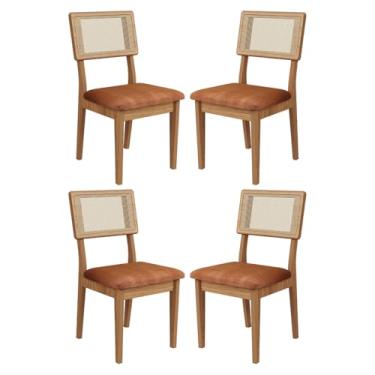 Imagem de Dalla Costa, Kit 4 Cadeiras com Assento Estofado Encosto em Tela 100% MDF Freijó Veronese Dalla Costa
