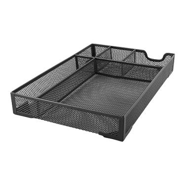Imagem de Bandeja de Organizador de Gavetas Malha Metal Com 5 Grades - Cesta Armazenamento Mesa Preta Multiuso para Arquivos, Documentos e Material Escritório
