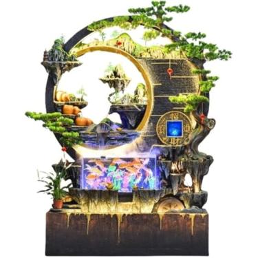 Imagem de Fonte Grande Fonte De Chão Com Jardim Ornamental, Tela De Parede De Recurso De Água Entrae, Ornamentos Decorativos De Piso De Sala De Estar, Adequado Para Sala De Estar, One Color, Large-A