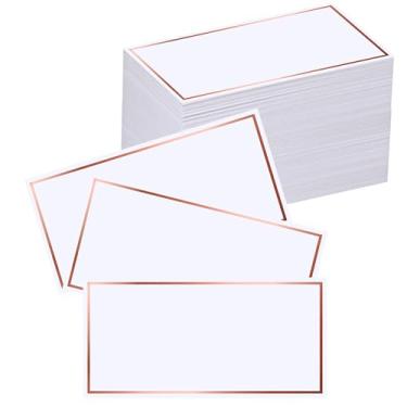 Imagem de EXQUISS 100 Cartões De Lugar 4" X 2" Com Borda Folha Ouro Rosa Para Buffet Comida, Mesa Nome, Recepção Casamento, Jantar Aniversário Acompanhante