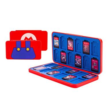 Imagem de FUNDIARY Capa Para Cartões De Jogo Nintendo Switch/Lite/Oled, Suporte Fino Cartuchos Com 24 Compartimentos E Slots Micro Sd, Estrutura Rígida À Prova Choque, Forro Macio Fivela Magnética (Para Mario