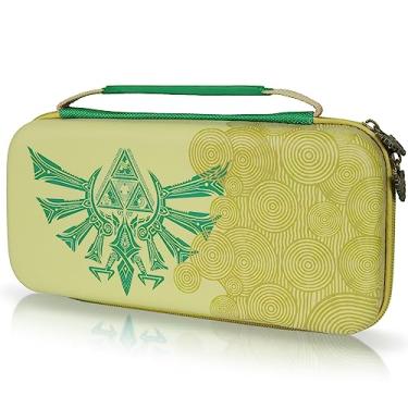 Imagem de TIKOdirect Estojo De Transporte Para Switch Oled, Capa Rígida Viagem Com 10 Compartimentos Cartões Jogo, Bolsa Protetora Armazenamento Consoles E Acessórios Zelda, Lágrimas Do Reino Verde Azul