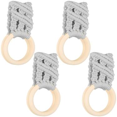 Imagem de 4 peças de anel de crochê de malha antiderrapante suporte de toalha de prato suporte de toalha de prato gancho para armário de máquina de lavar louça (4, cinza claro)