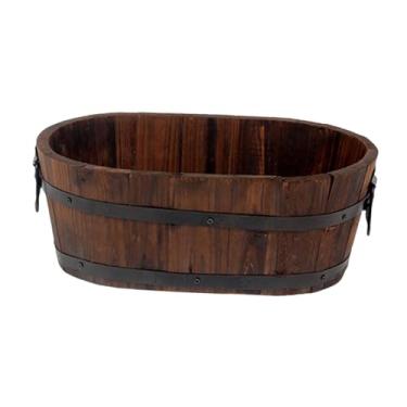 Imagem de IEUDNS Vaso para plantas, recipiente, versátil, resistente, artesanato, ornamento, balde de flores, conservante de madeira para, cozinha, quintal, Oval