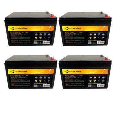 Imagem de Kit 4 Und - Getpower 12v 15ah Ciclo Profundo (GP12-15LDC)