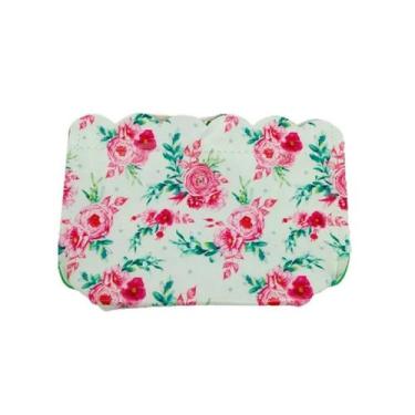 Imagem de Necessaire com Ziper Porta Niquel Estojo Maquiagem 12 Branca Com Flore