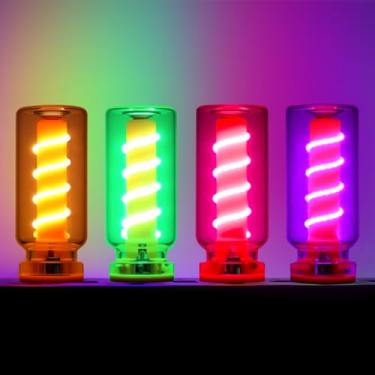 Imagem de 4 peças de luzes interiores de carro retrô USB com adaptador tipo C - iluminação ambiente de LED vintage regulável ao toque - Mini luz decorativa para automóveis e casa (amarelo + verde + rosa + roxo)