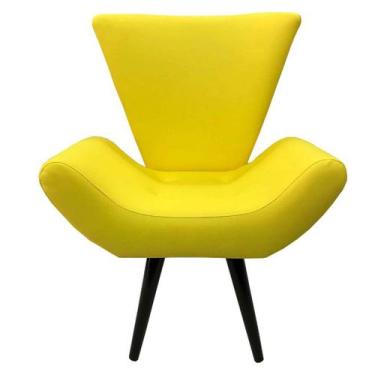 Imagem de Poltrona e Puff Elegance Pé Palito material sintético Amarelo - Sua Ca