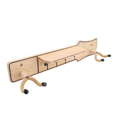 Imagem de Luocute Prateleira de Cabide de Guitarra de Montagem na Parede Com Suporte para Picareta e Ganchos, Montagem de Parede de Guitarra Com Suporte de Prateleira de Gancho Rotativo para