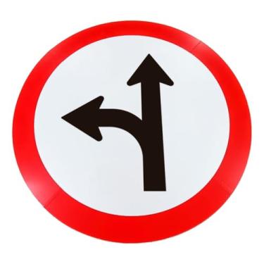 Imagem de Placa de Sinalização, Condomínio, Siga em Frente ou à Esquerda, 50cm, em ACM 3mm (alumínio composto)