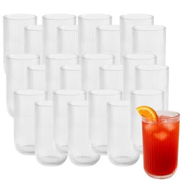 Imagem de Conj De 24 Copos De Vidro Canelado Frisado 450ml Transparente - Dona L