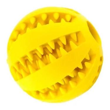 Imagem de Bolinha Porta Petisco ou Ração Para Cachorro Amarelo - PET BALL