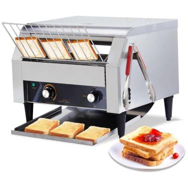 Imagem de Torradeira de Esteira Comercial ROVSUN, 450 Fatias/Hora, Forno de Pão em Aço Inoxidável com Dois Modos de Saída, 110V 1700W