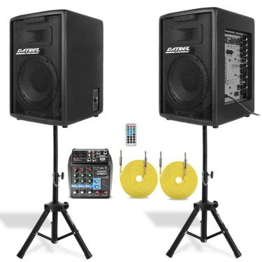 Imagem de Caixa de Som Ativa e Passiva 300w Mesa Usb Bt Tripé e Cabo