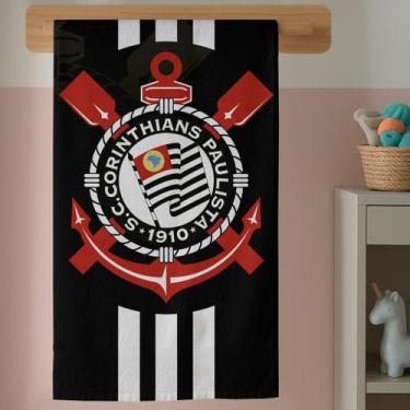 Imagem de Toalha Banho Infantil Menino Estampa Time Timão Algodão Macio E Divert
