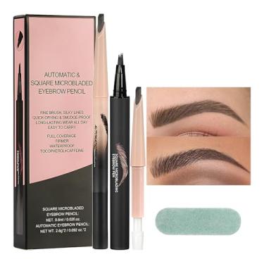 Imagem de Lápis de sobrancelha para mulheres, lápis de microblading para sobrancelhas,Brow Brush definido para marcação | Lápis de sobrancelha com aplicador de ponta de micro-fork de 4 pinos, para traços semelh