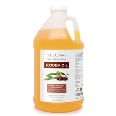 Imagem de velona Jojoba Oil - 1 Gallon / 128 Fl Oz,100% Pure and Natural,Golden, Unrefined, Cold Pressed, Hexane Free,Moisturizing Face, Hair, Body, Skin Care, Stretch Marks, Cuticles