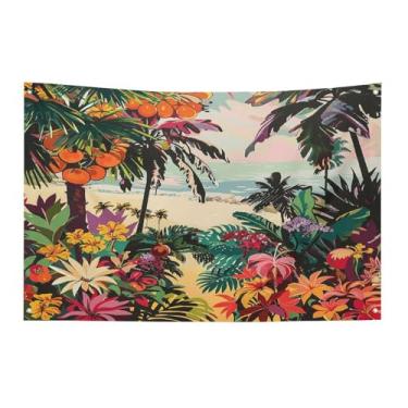 Imagem de Bandeira com quatro furos bandeiras para todos os climas estampa floral tropical bandeira decorativa bandeiras de poliéster adequadas para uso interno e externo 89 x 159 centímetros