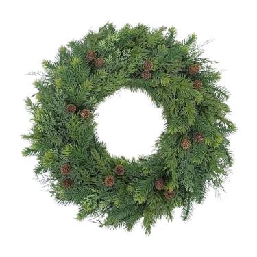 Imagem de Puleo International Guirlanda de Natal artificial de 61 cm com pontas macias de PE adornadas com pinhas