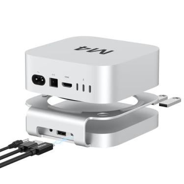 Imagem de Akkyajaure Hub e suporte USB4 de 40 Gbps para Mac mini M4/M4 Pro, estação de ancoragem totalmente de alumínio com SSD M.2 de 40 Gbps (NVMe PCle), 3 x USB 2.0, áudio de 3,5 mm, host USB4 | Mac mini M4