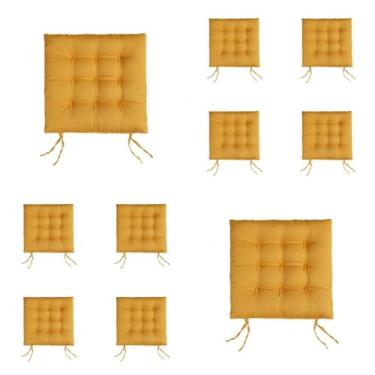 Imagem de Kit Com 10 Almofadas Para Cadeiras Assento Futon De Cadeira 40x40 Cm(Mostarda)
