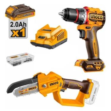 Imagem de Kit Parafusadeira e Mini serra INGCO c/ Bateria e carregador, Kit para
